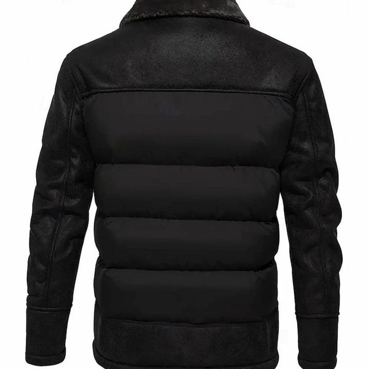 Andreas | Herren Winter Pufferjacke mit Fellkragen Kunstleder-Ärmeln 7