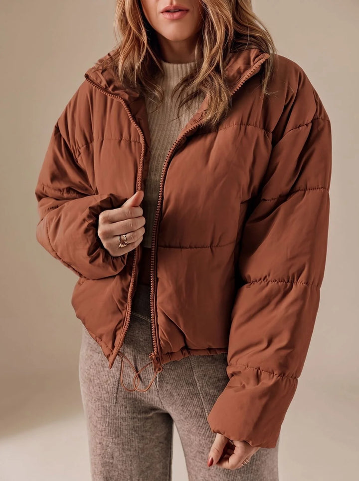 Annika | Damen Cropped Oversized Daunenjacke mit Reißverschluss 2