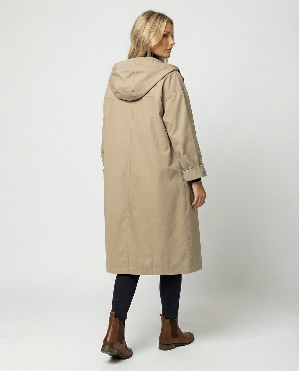Annika | Damen Langer Wasserabweisender Windproof Trench Coat mit Kapuze 2
