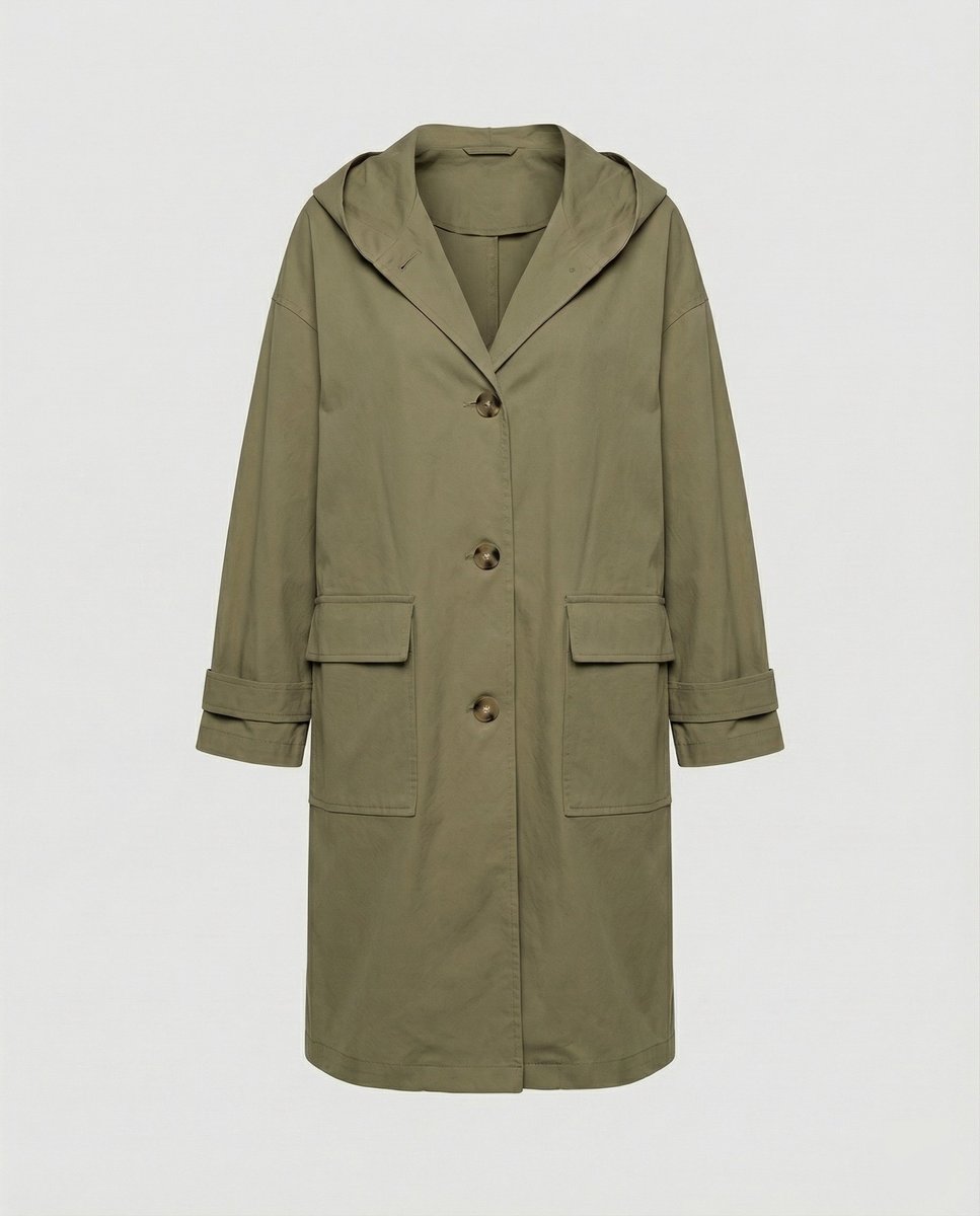Annika | Damen Langer Wasserabweisender Windproof Trench Coat mit Kapuze 4