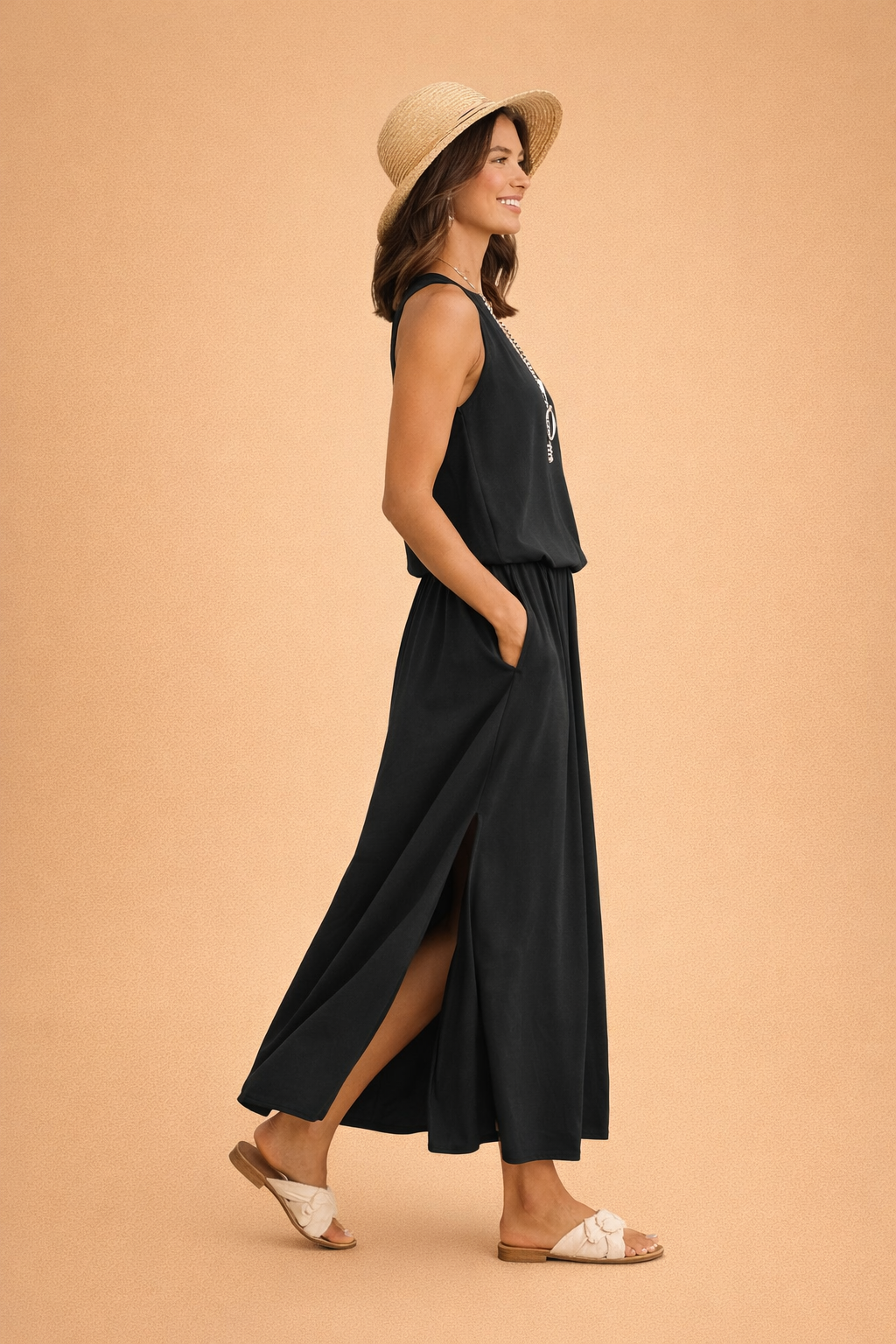 Ärmelloses Damenkleid mit Buchstaben-Print – Modisches Kleid für Sommer, Vielseitig und Bequem 7