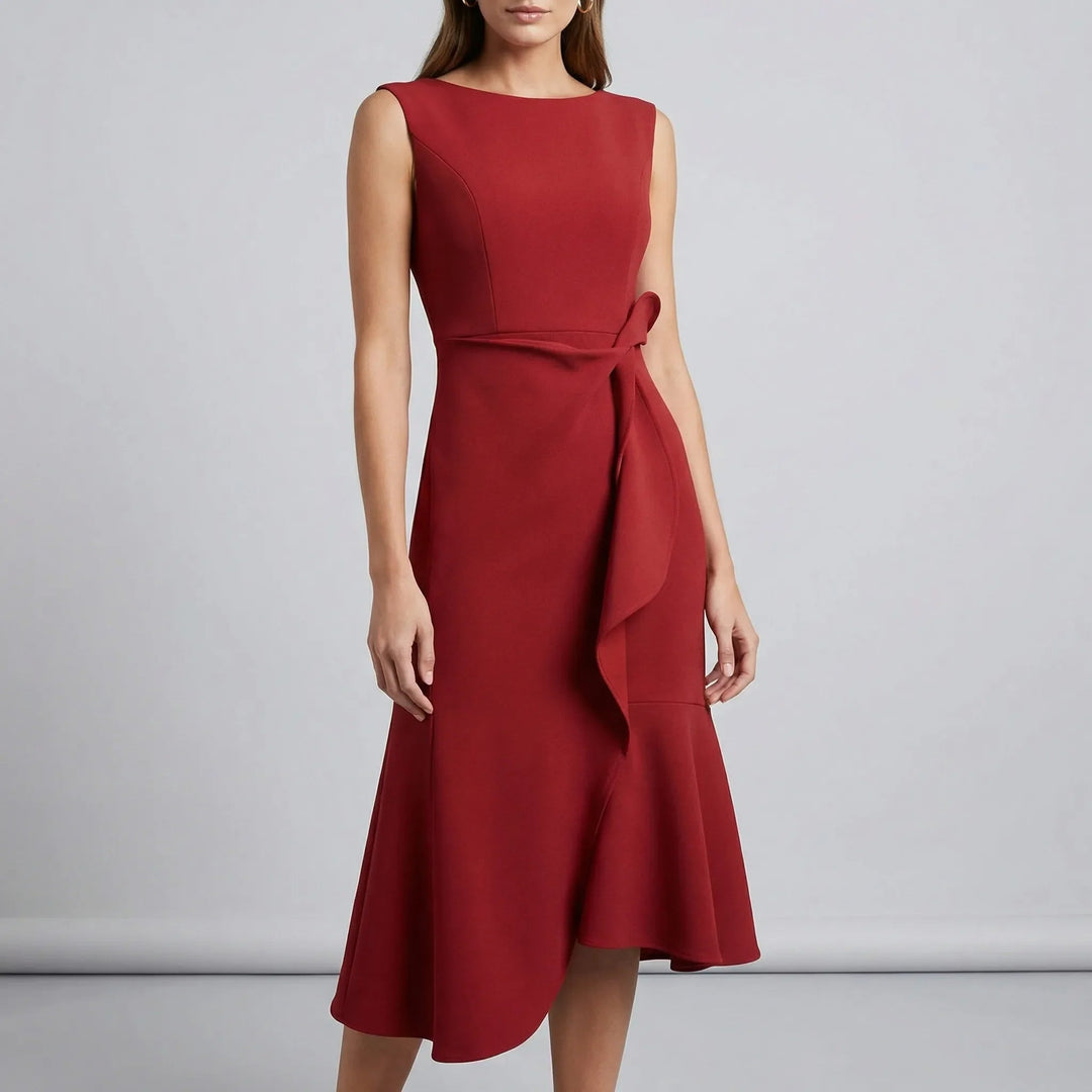 Ärmelloses Midikleid mit Faltendetails für elegante Anlässe 2