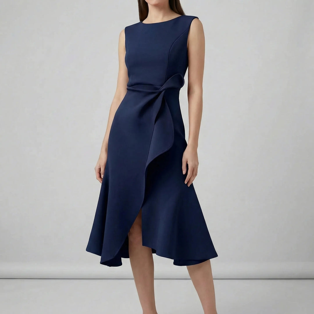 Ärmelloses Midikleid mit Faltendetails für elegante Anlässe 4