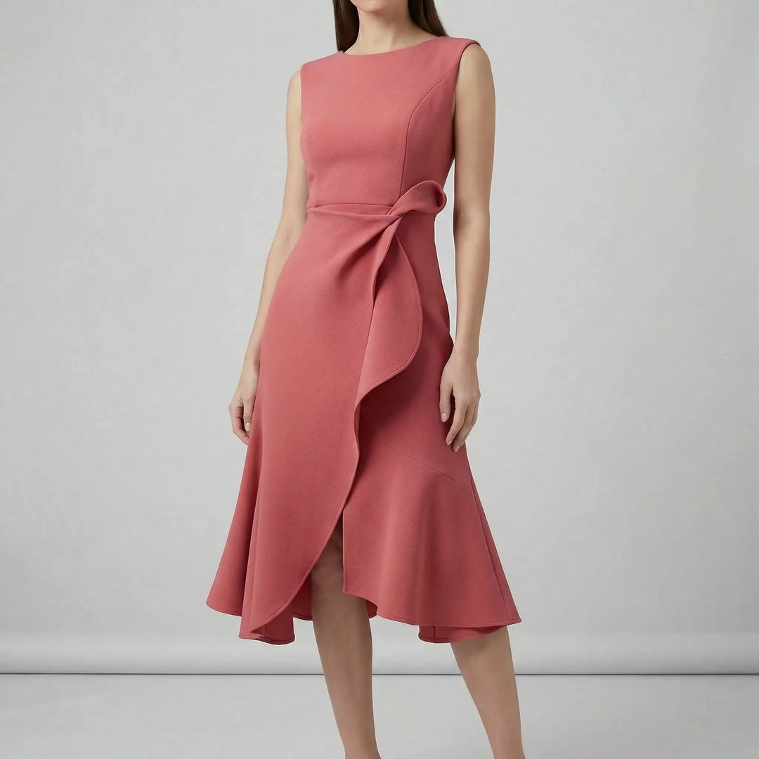 Ärmelloses Midikleid mit Faltendetails für elegante Anlässe 5