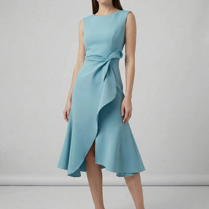 Ärmelloses Midikleid mit Faltendetails für elegante Anlässe 6