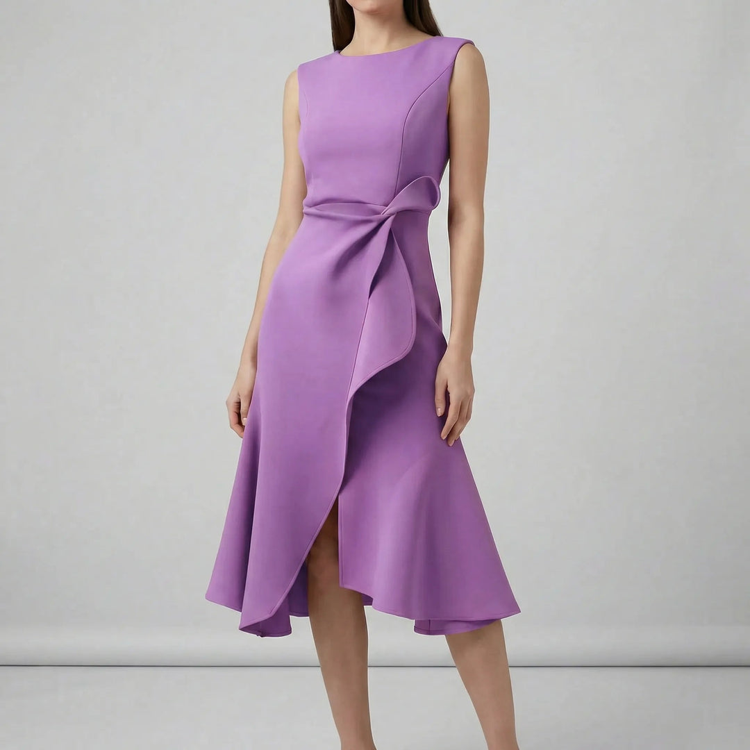 Ärmelloses Midikleid mit Faltendetails für elegante Anlässe 7