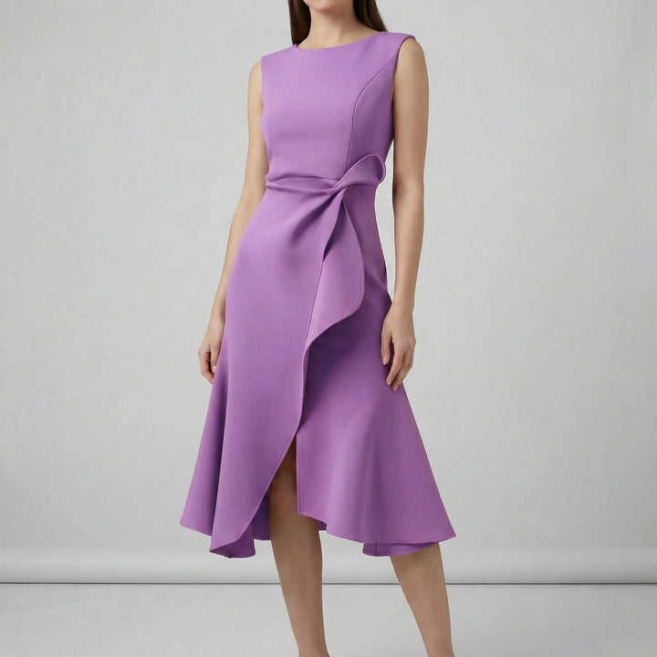 Ärmelloses Midikleid mit Faltendetails für elegante Anlässe 7