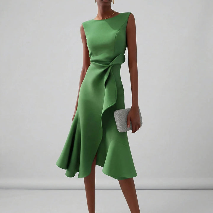 Ärmelloses Midikleid mit Faltendetails für elegante Anlässe 8