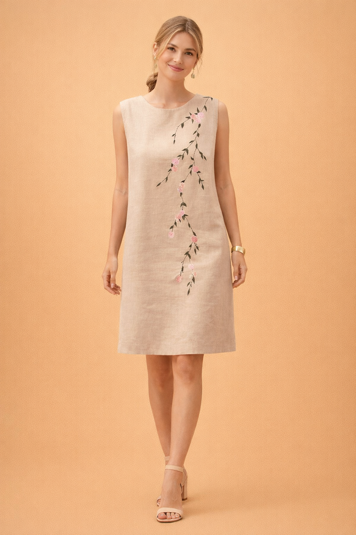 Ärmelloses Sommerkleid mit floraler Stickerei für Frauen 2