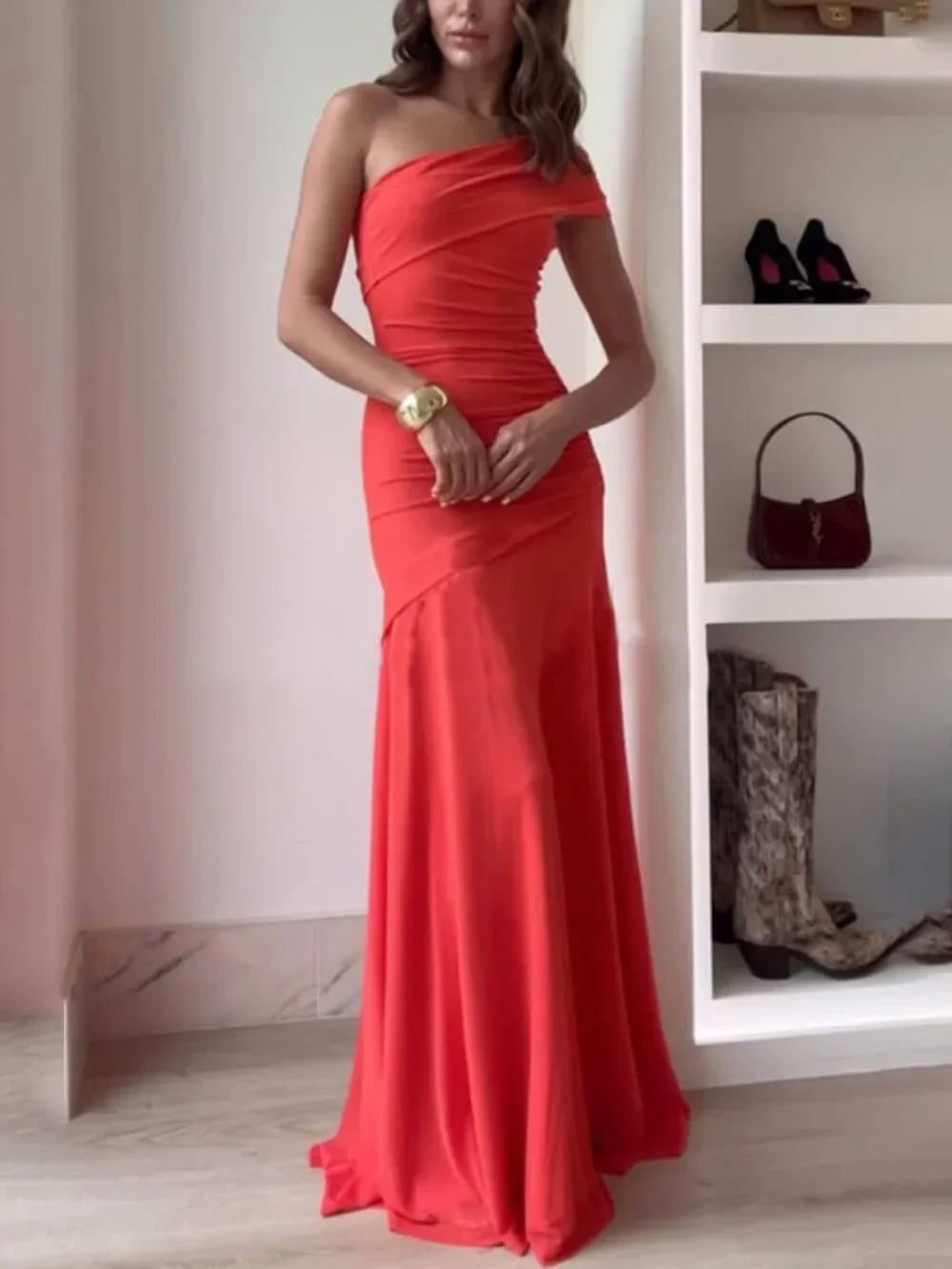 Asymmetrisches Faltenkleid für Damen – Elegantes Abendkleid für besondere Anlässe 1