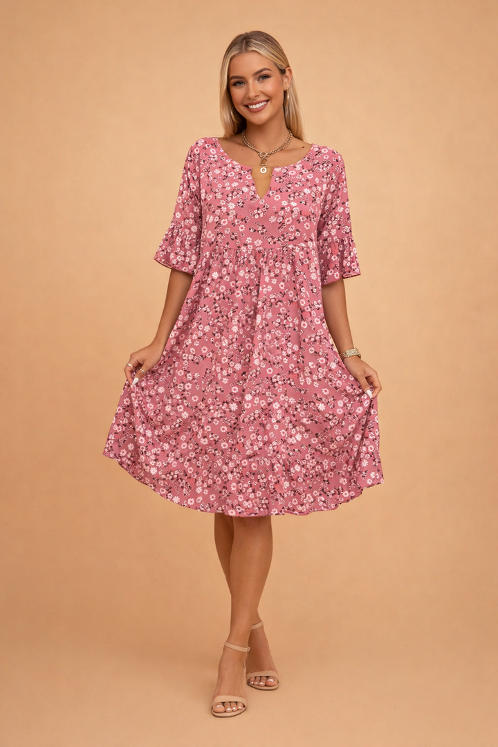 Blumenmuster Midikleid für Damen - Elegantes Sommerkleid für jeden Anlass 1