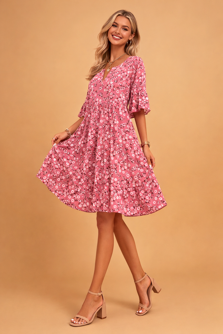 Blumenmuster Midikleid für Damen - Elegantes Sommerkleid für jeden Anlass 5