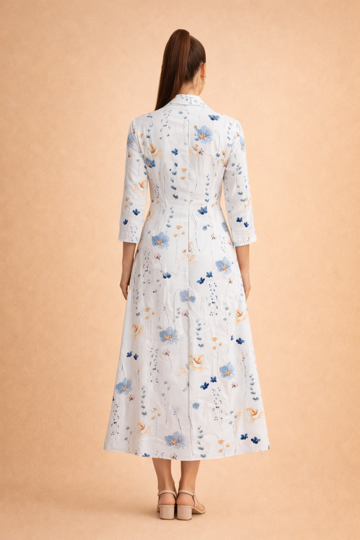 Blumiges Midikleid für Damen – Elegantes Sommerkleid mit 3/4-Ärmeln 2