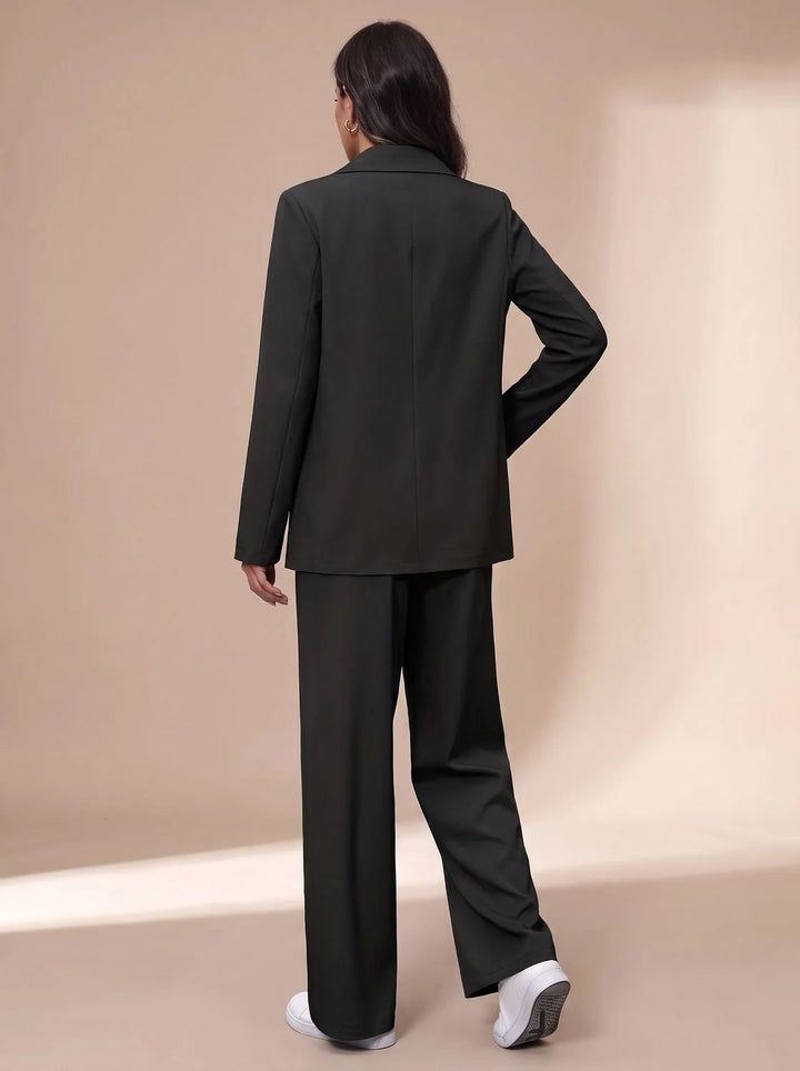 Clara | Damen Taillierter Zweireihiger Hosenanzug mit Weiter Hose, Burgundy 5