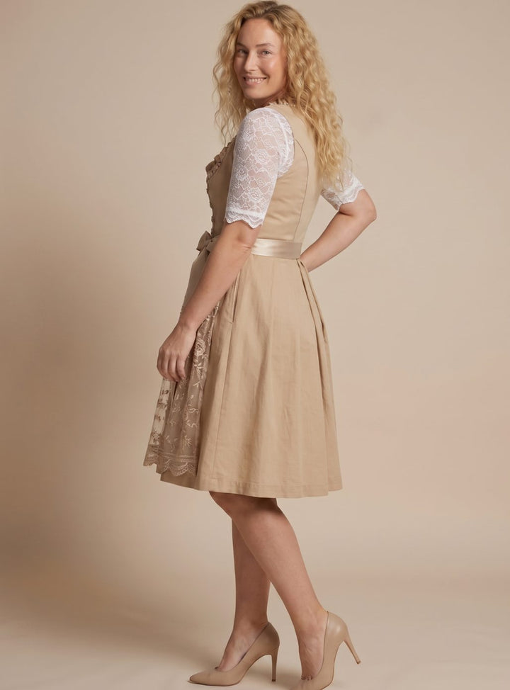 Clara | Damen Trachten-Dirndl Knielang Spitzenbluse Schnürung 1