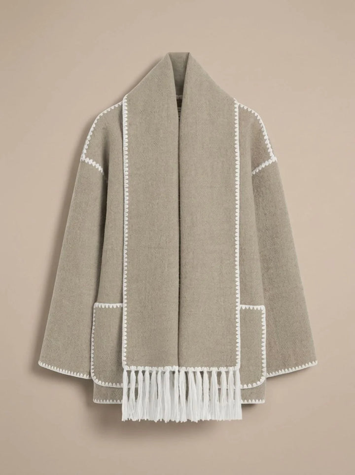 Clara | Damen Wollmantel Cape-Jacke mit Häkelkanten Winterjacke 5