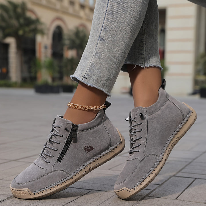 Damen Bequeme Schnürschuhe mit Reißverschluss für Alltag und Komfort 0