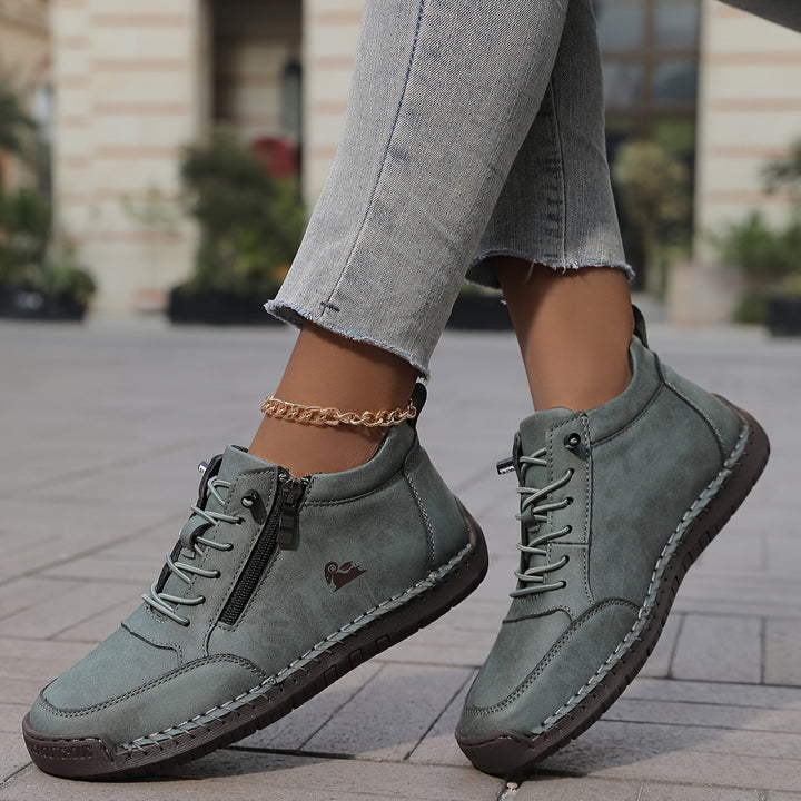 Damen Bequeme Schnürschuhe mit Reißverschluss für Alltag und Komfort 1