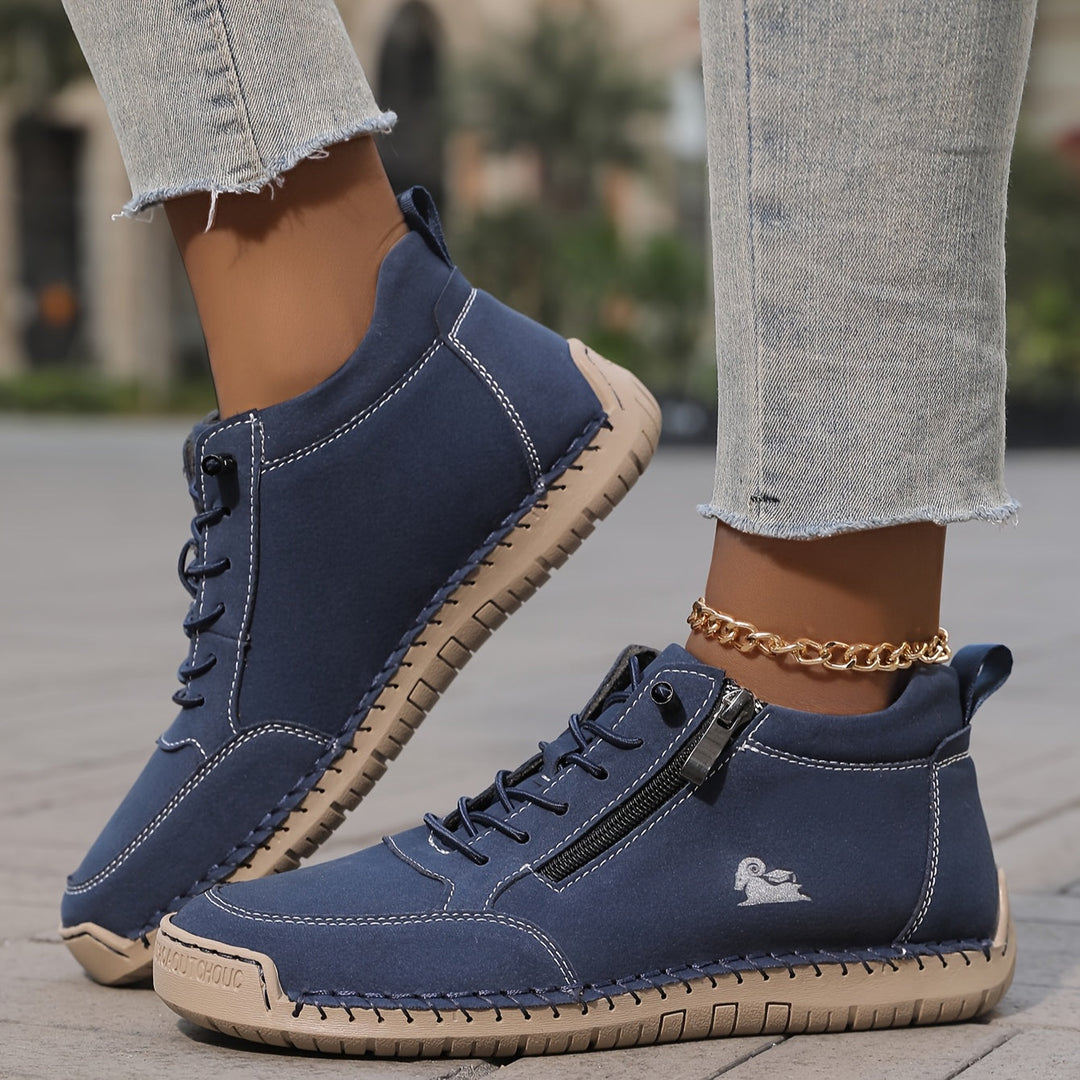 Damen Bequeme Schnürschuhe mit Reißverschluss für Alltag und Komfort 10