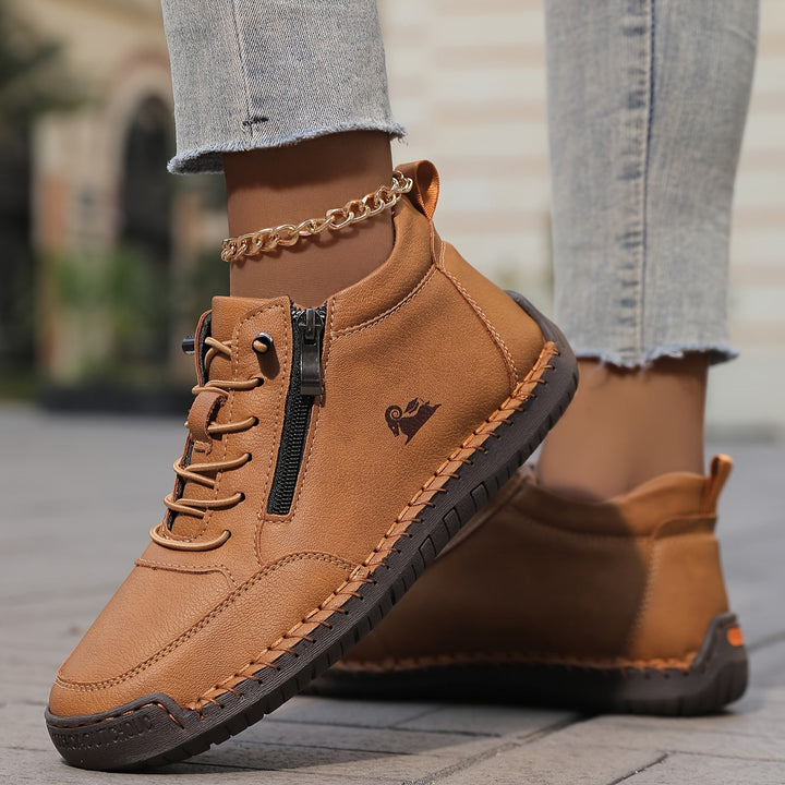 Damen Bequeme Schnürschuhe mit Reißverschluss für Alltag und Komfort 11