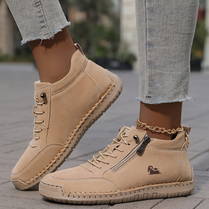 Damen Bequeme Schnürschuhe mit Reißverschluss für Alltag und Komfort 12