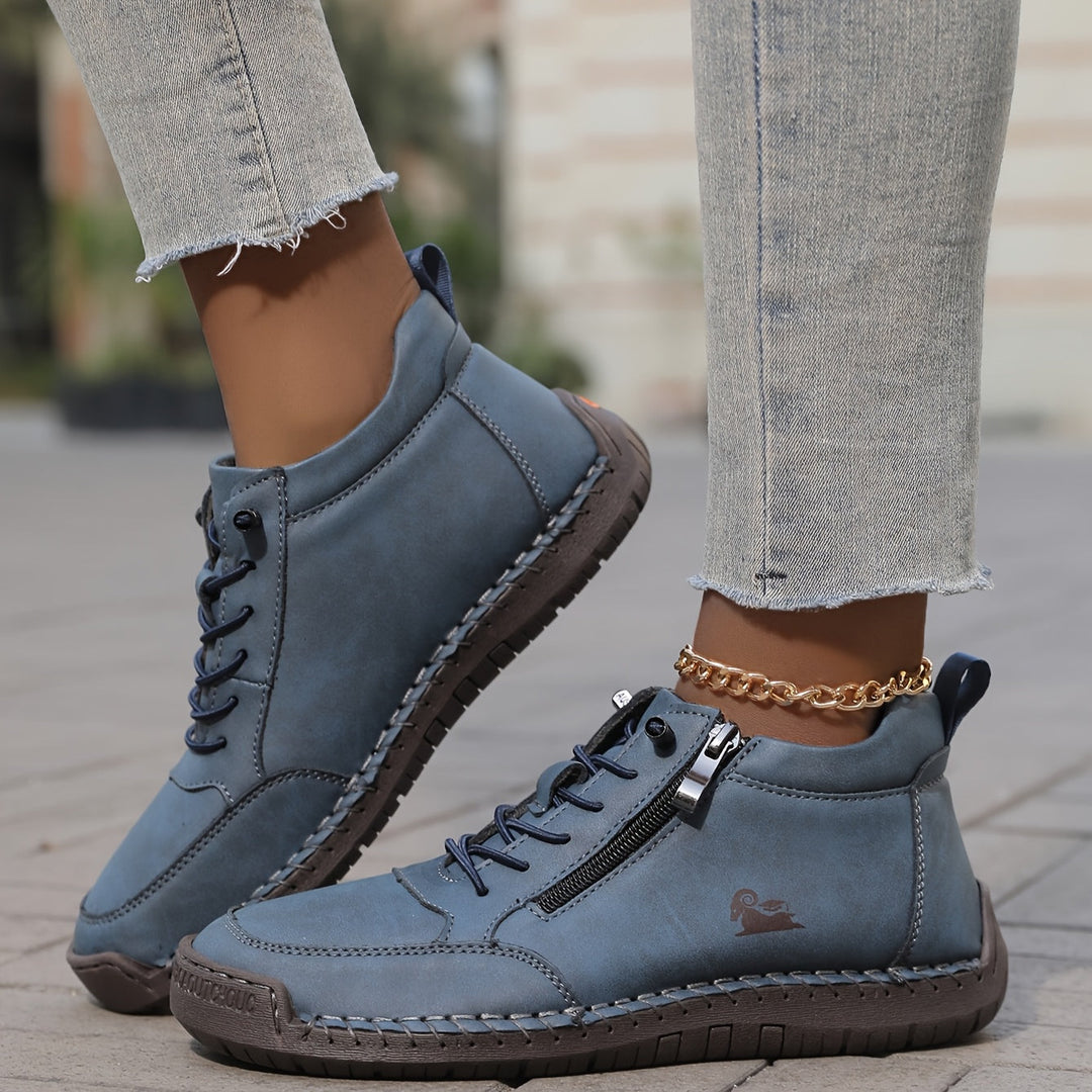Damen Bequeme Schnürschuhe mit Reißverschluss für Alltag und Komfort 13