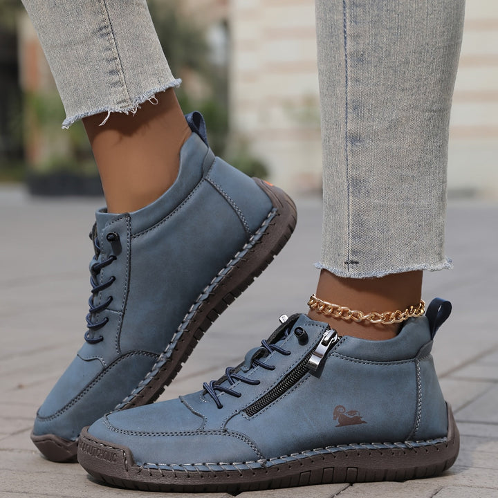 Damen Bequeme Schnürschuhe mit Reißverschluss für Alltag und Komfort 13