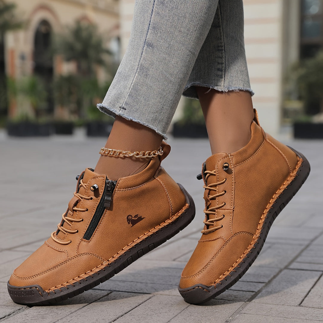 Damen Bequeme Schnürschuhe mit Reißverschluss für Alltag und Komfort 4