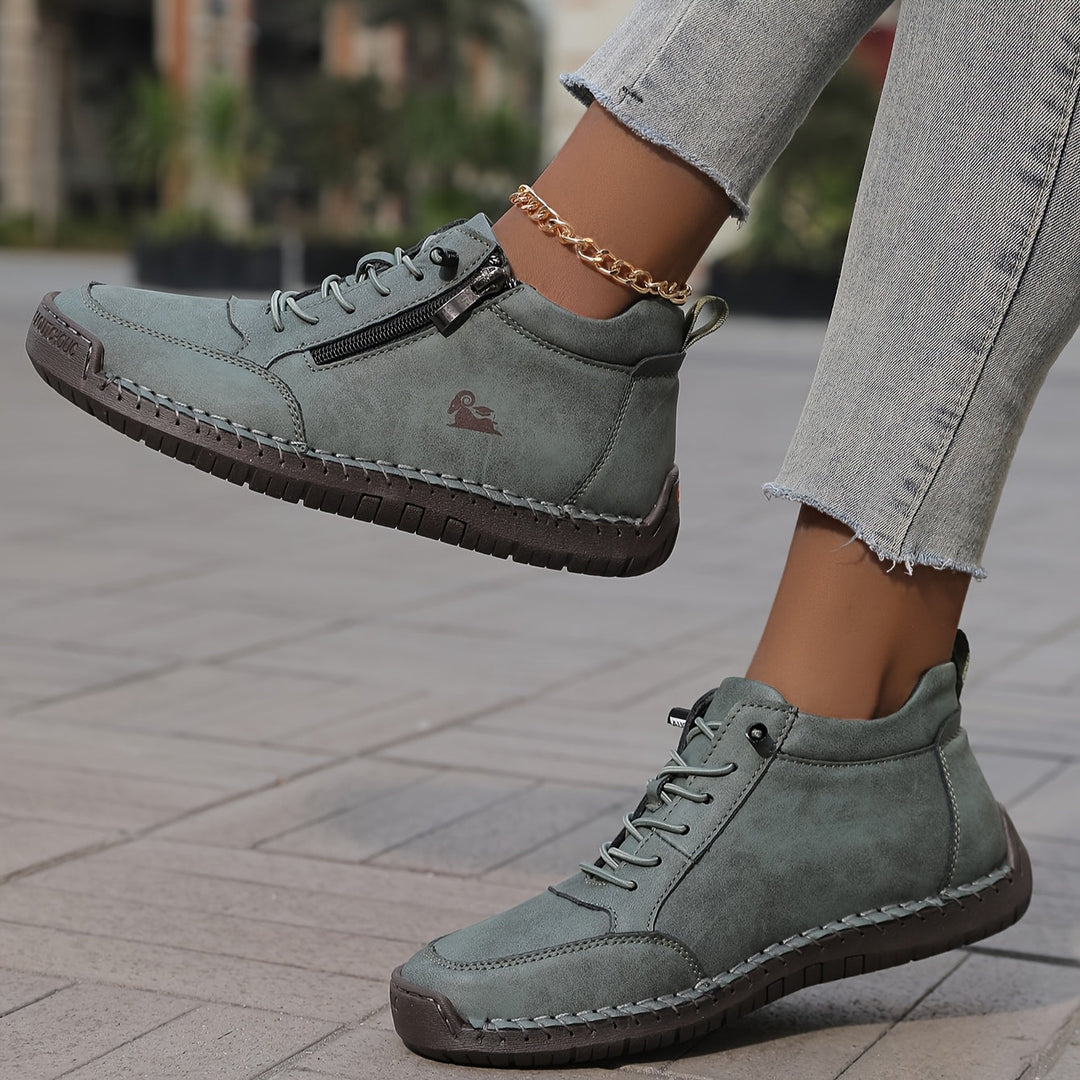 Damen Bequeme Schnürschuhe mit Reißverschluss für Alltag und Komfort 7