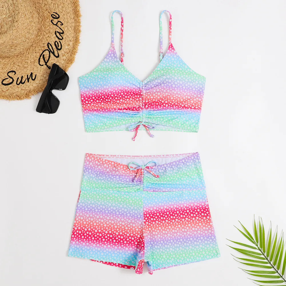 Damen Bikini mit Hoher Taille und Blumendruck – Stylischer Badeanzug für Strand und Pool, Bademode Kaufen 3