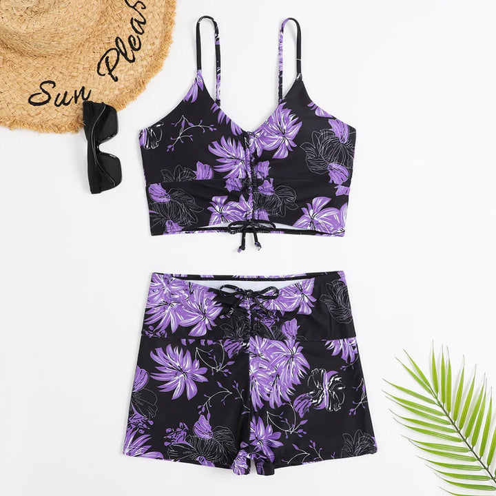 Damen Bikini mit Hoher Taille und Blumendruck – Stylischer Badeanzug für Strand und Pool, Bademode Kaufen 4