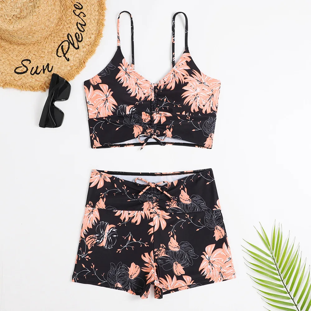 Damen Bikini mit Hoher Taille und Blumendruck – Stylischer Badeanzug für Strand und Pool, Bademode Kaufen 5