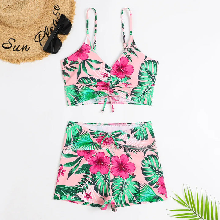 Damen Bikini mit Hoher Taille und Blumendruck – Stylischer Badeanzug für Strand und Pool, Bademode Kaufen 6