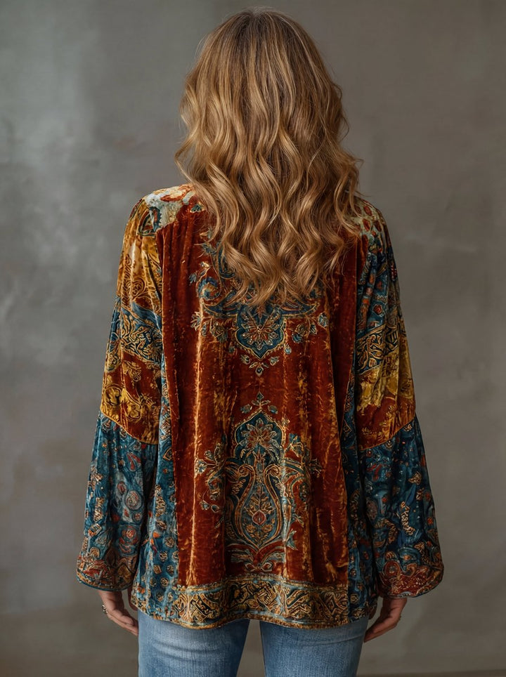 Damen Boho Steppjacke mit lockerer Passform und Vintage Kimono-Design 1