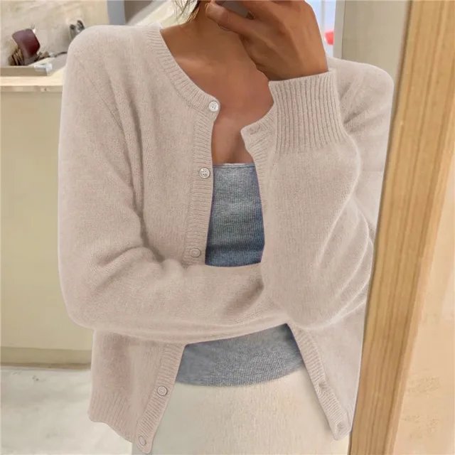 Damen Cardigan mit Knopfleiste Verkürzte Entspannte Passform Lagenlook 2