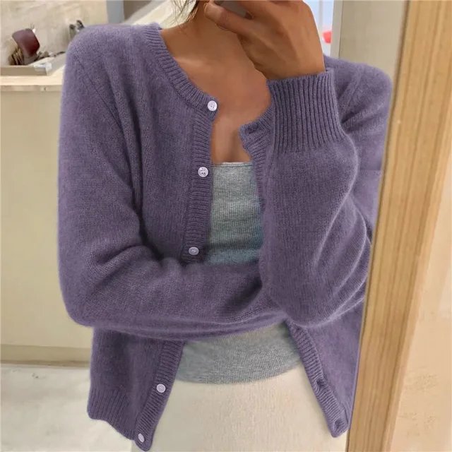 Damen Cardigan mit Knopfleiste Verkürzte Entspannte Passform Lagenlook 3