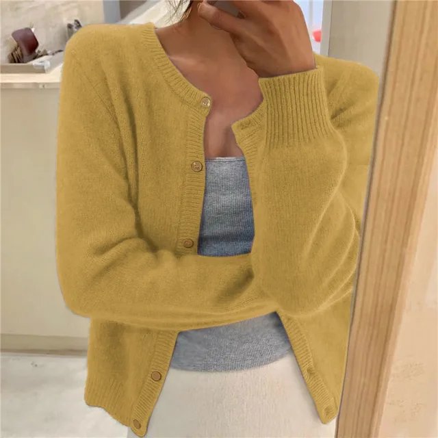 Damen Cardigan mit Knopfleiste Verkürzte Entspannte Passform Lagenlook 5