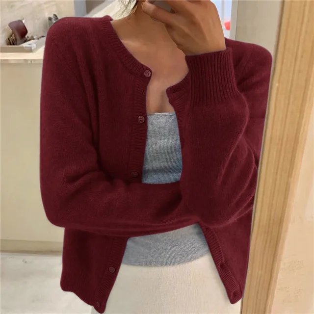 Damen Cardigan mit Knopfleiste Verkürzte Entspannte Passform Lagenlook 6