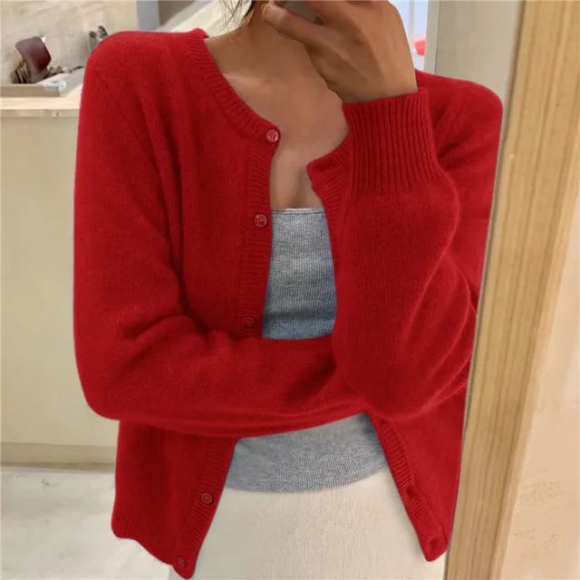 Damen Cardigan mit Knopfleiste Verkürzte Entspannte Passform Lagenlook 7
