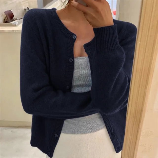 Damen Cardigan mit Knopfleiste Verkürzte Entspannte Passform Lagenlook 8