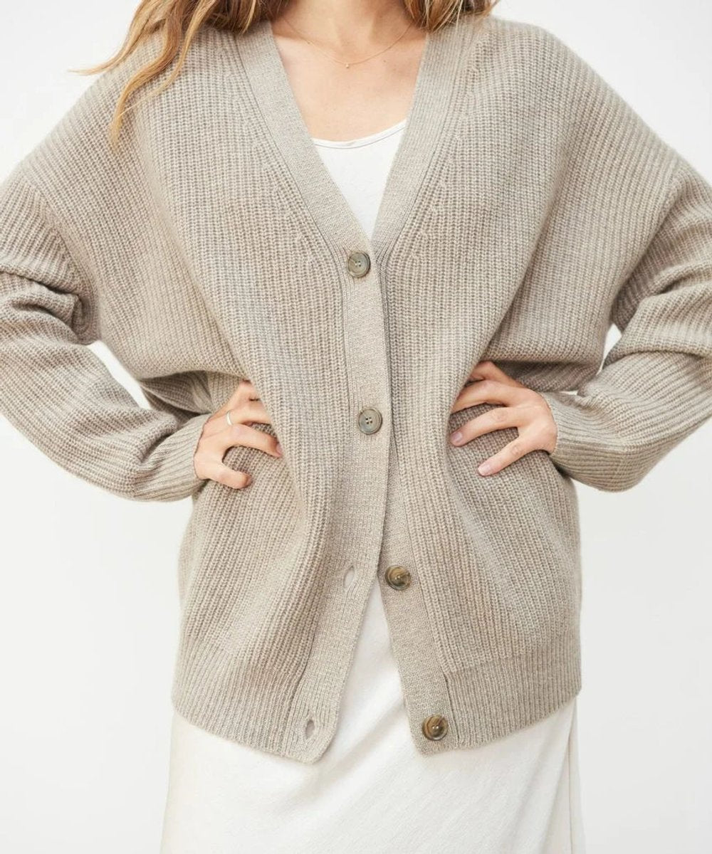 Damen Cardigan mit lockerer Passform und V-Ausschnitt für elegante Casual Looks 1