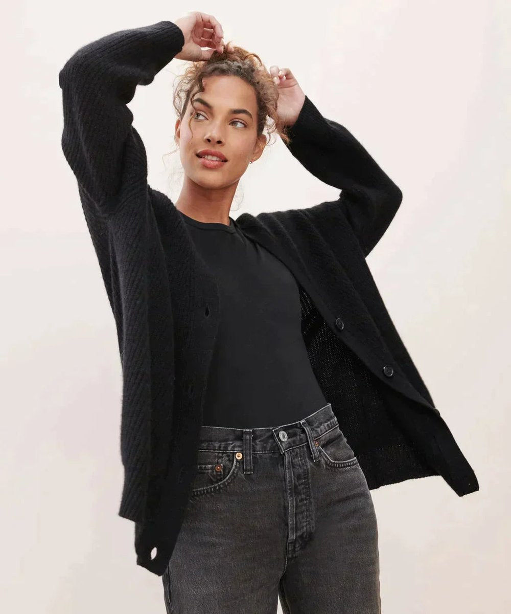 Damen Cardigan mit lockerer Passform und V-Ausschnitt für elegante Casual Looks 4