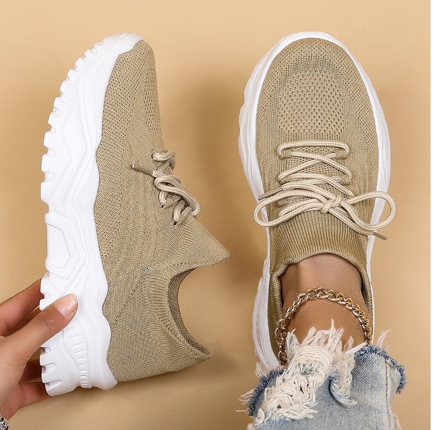 Damen Chunky Knit Schnür-Sneaker mit Orthopädischer Fußgewölbeunterstützung Komfort 2