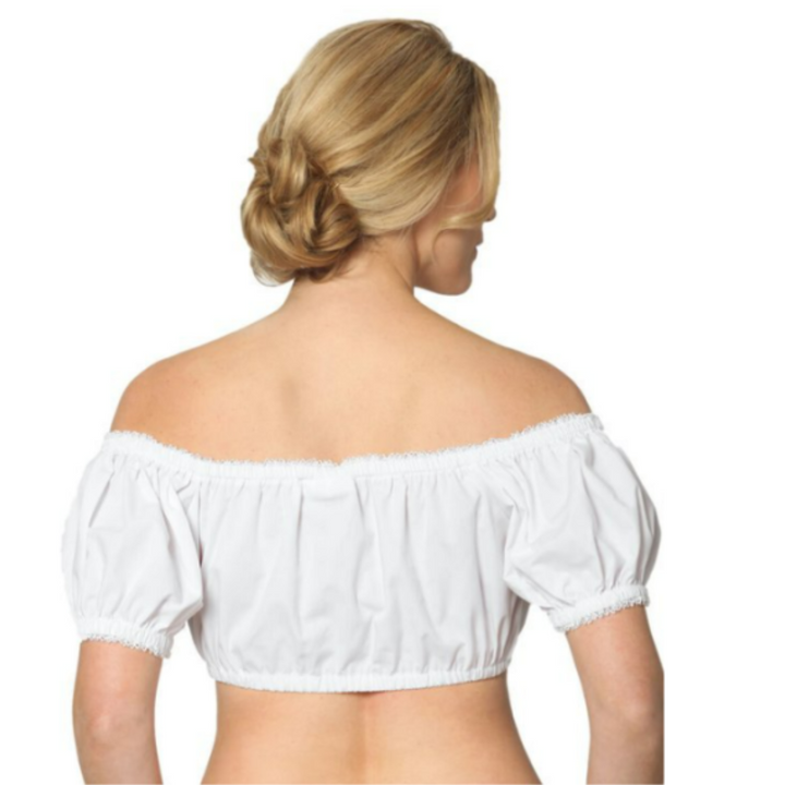 Damen Crop Top Weiß Mit Puffärmeln, Schulterfrei & Raffung – Verspielte Crop Bluse Für Sommerfest & Alltag 3