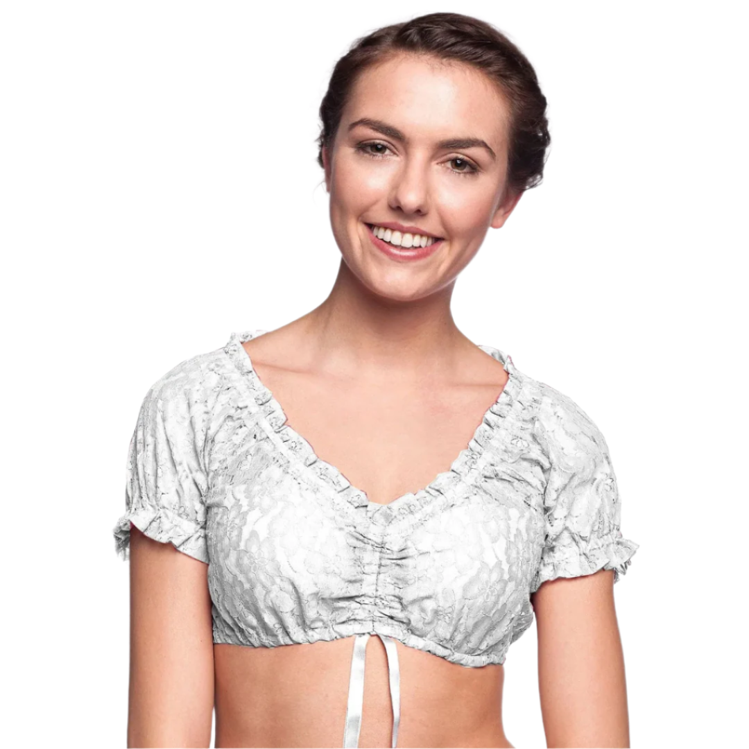 Damen Crop Top Weiß Mit Rüschen & Schnürung – Verspielte Crop Bluse Für Sommermode 1