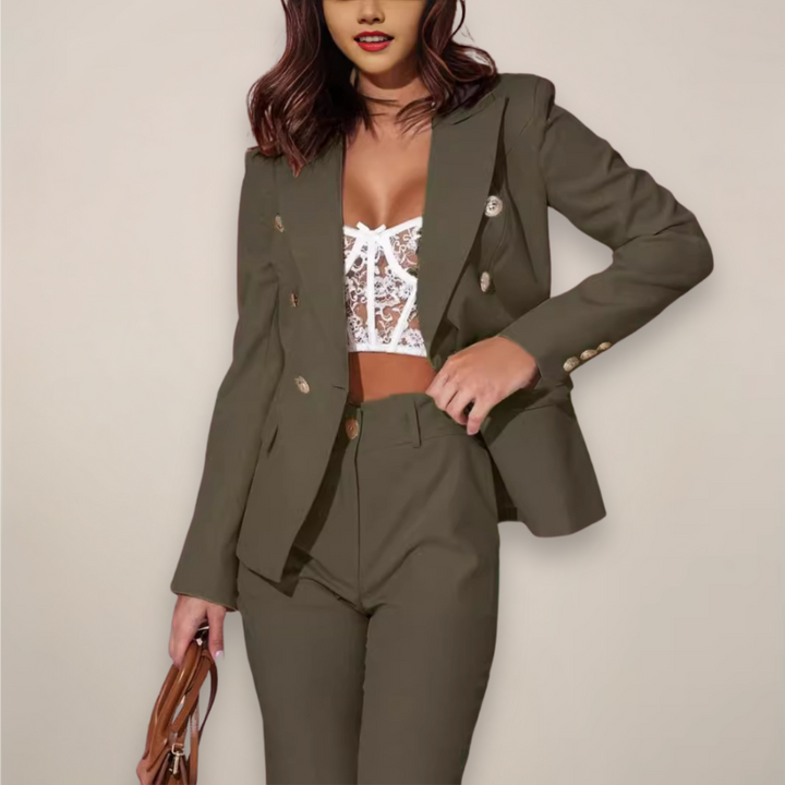 Damen Elegantes Zweiteiliges Blazerhose Set Strukturierter Blazer und Hose für Sommer 1