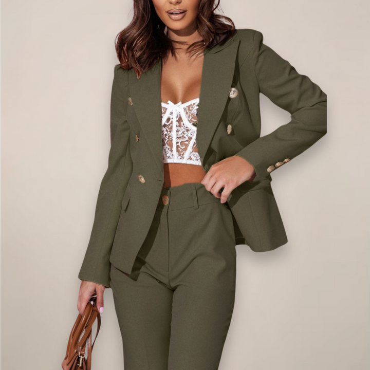 Damen Elegantes Zweiteiliges Blazerhose Set Strukturierter Blazer und Hose für Sommer 5