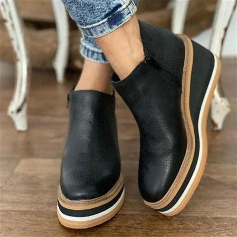 Damen Frühlings Stiefeletten mit Orthopädischer Keilabsatz und Arch Support 0