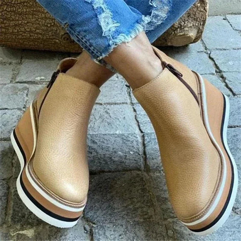 Damen Frühlings Stiefeletten mit Orthopädischer Keilabsatz und Arch Support 6
