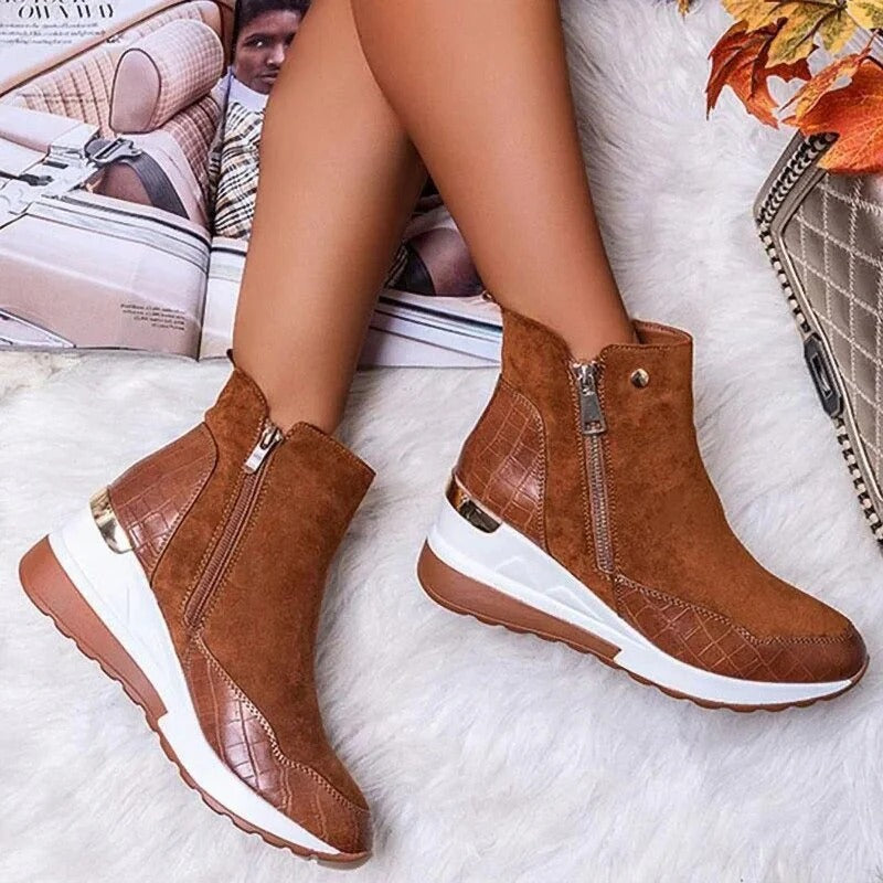 Damen Herbst Stiefeletten mit Reißverschluss und robuster Sohle für kalte Tage 1